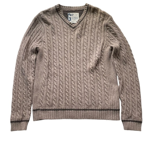 Vintage GAP Cable knit Sweater Brown Size Large Wool blend Preppy Pullover - Picture 7 of 9